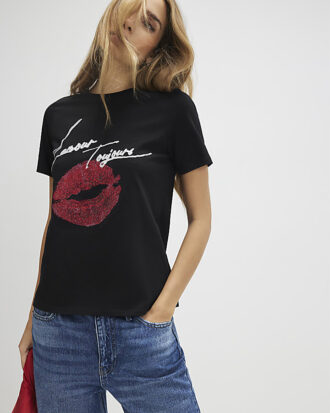 Svart L’amour Lips T-shirt