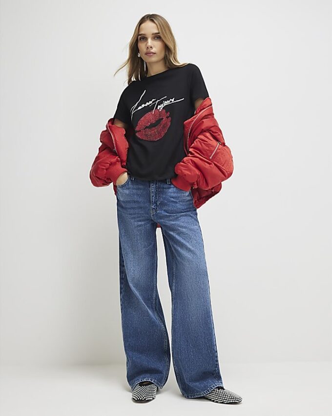 Svart L’amour Lips T-shirt