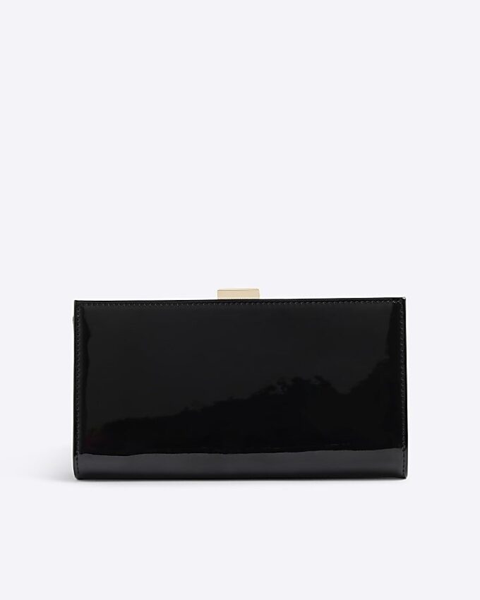 Svart lackerad RI Monogram-plånbok med paneler