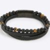 Svart läderarmband med tigeröga
