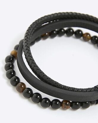 Svart läderarmband med tigeröga Svart läderarmband med tigeröga