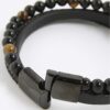 Svart läderarmband med tigeröga
