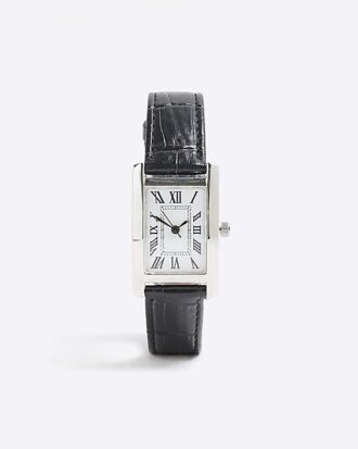 Svart läderarmbandsur