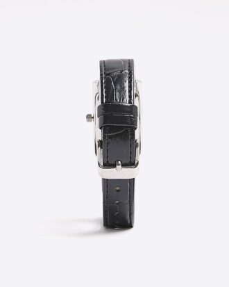Svart läderarmbandsur