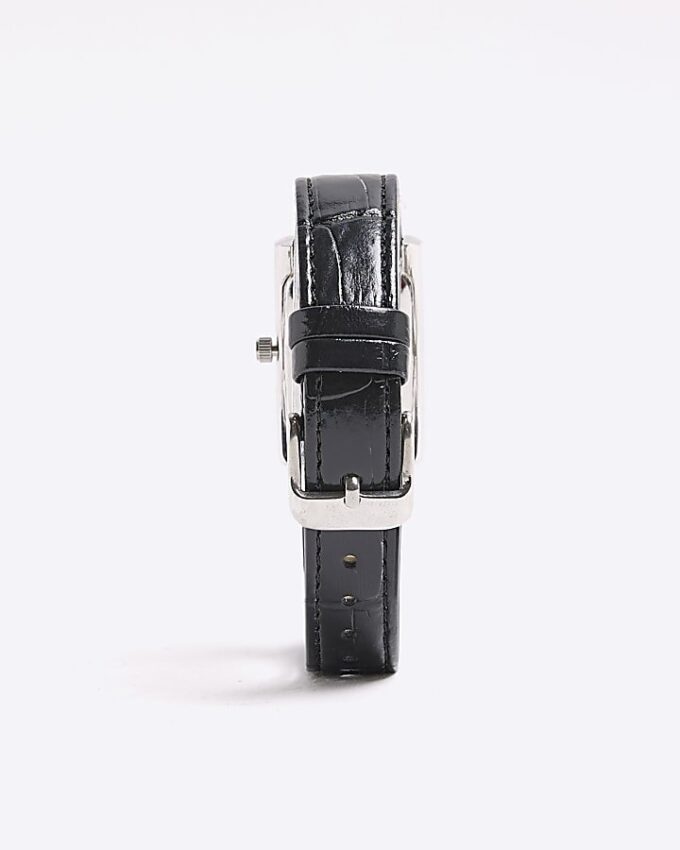 Svart läderarmbandsur