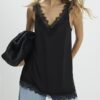 Svart lång camisole-top i spets