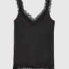 Svart lång camisole-top i spets
