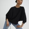 Svart långärmad batwing-top