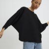Svart långärmad batwing-top