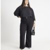 Svart långärmad batwing-top