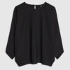 Svart långärmad batwing-top