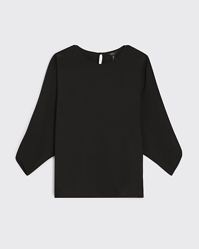 Svart långärmad batwing-top