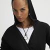 Svart långärmad hoodie med omlottfront