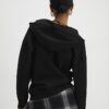 Svart långärmad hoodie med omlottfront