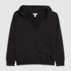 Svart långärmad hoodie med omlottfront