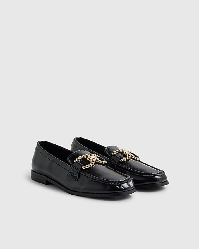 Svart loafers med guldkant
