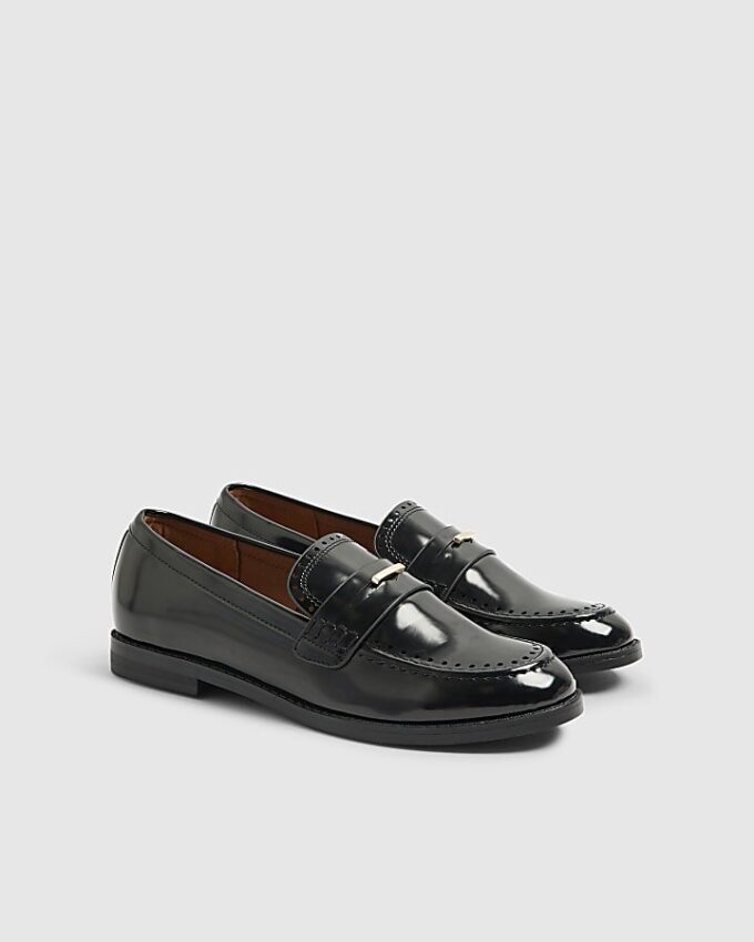 Svart loafers med guldkant