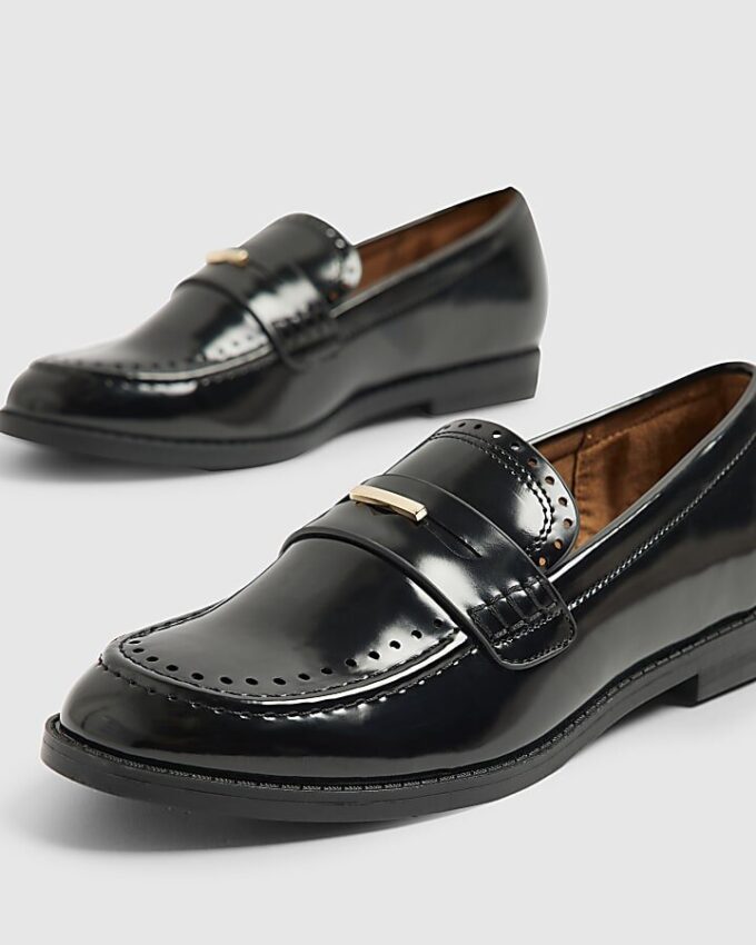 Svart loafers med guldkant