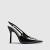 Svart logo-slingback-klackar