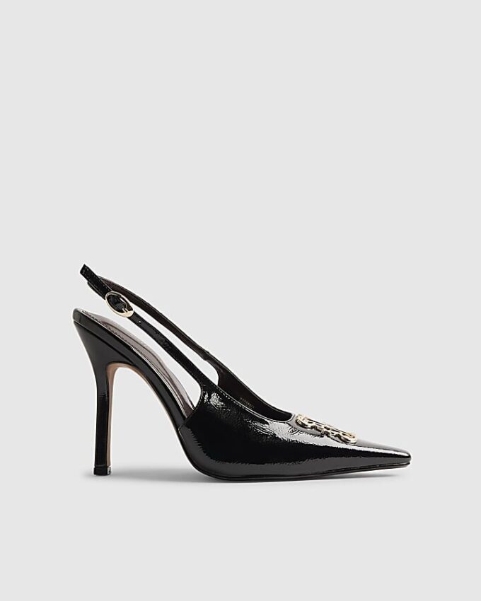 Svart logo-slingback-klackar
