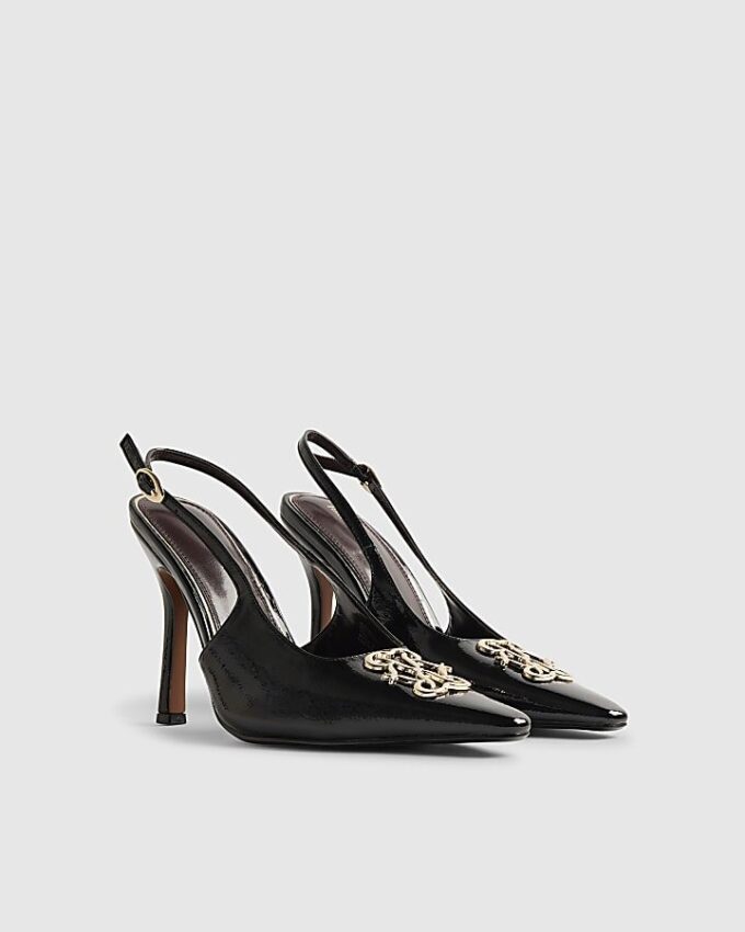 Svart logo-slingback-klackar