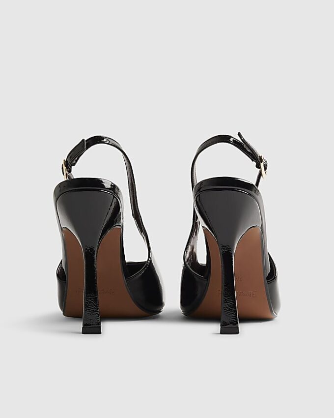 Svart logo-slingback-klackar