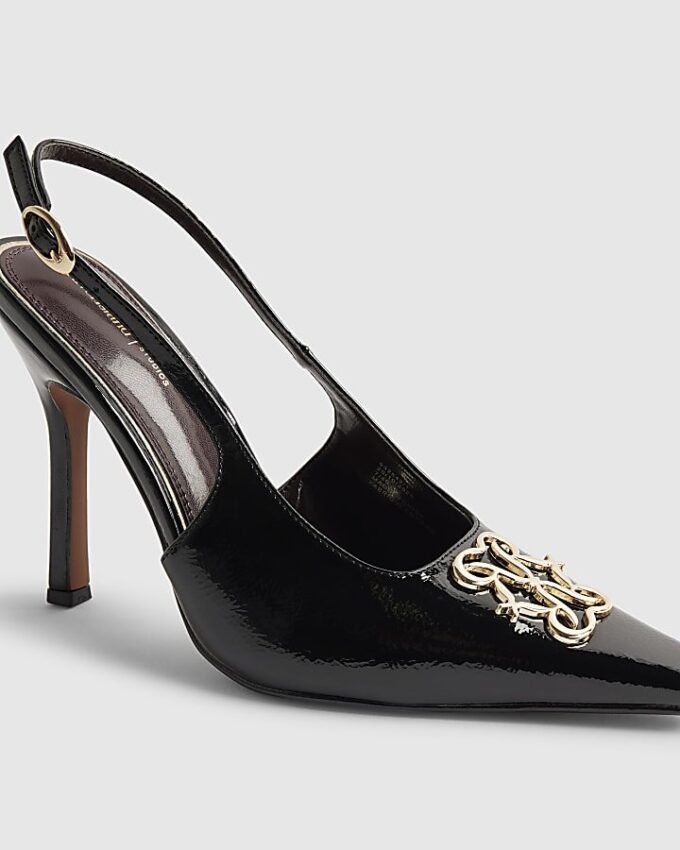 Svart logo-slingback-klackar