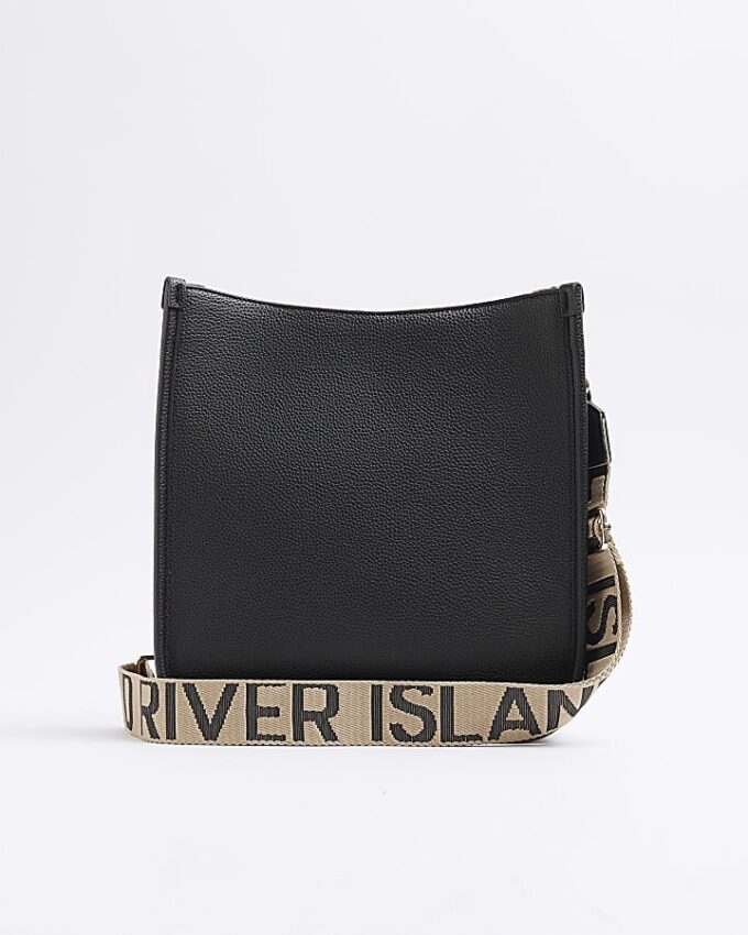 Svart messenger-väska med logotyp