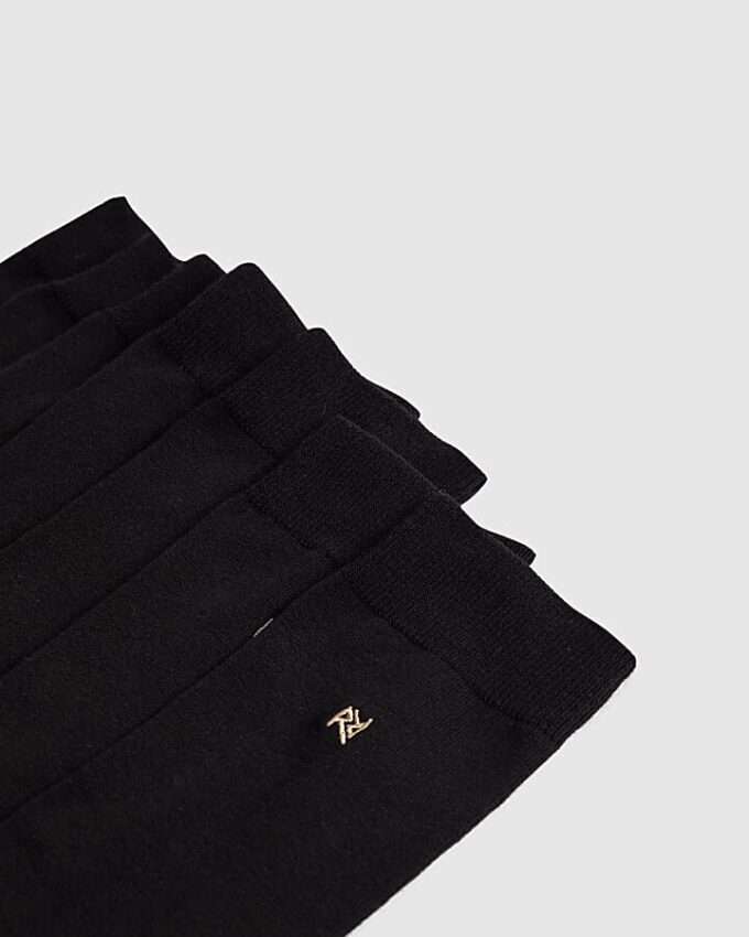 Svart metallicbroderat 7-pack strumpor