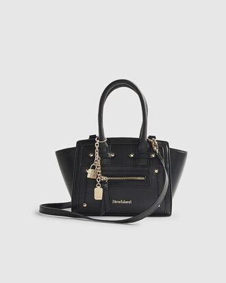 Svart mini-tote med paneler och dragkedja