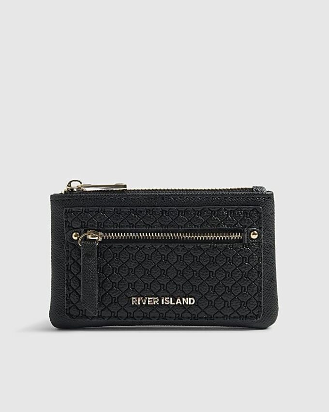 Svart miniväska med präglat monogram
