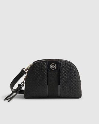 Svart monogramväsk med böjd topp och axelrem