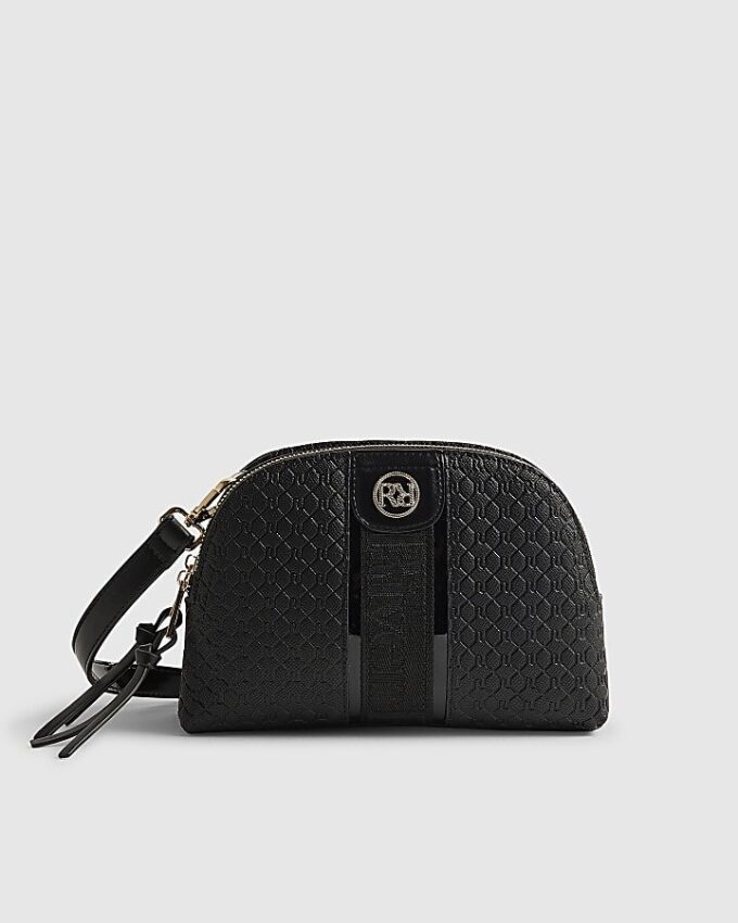 Svart monogramväsk med böjd topp och axelrem
