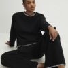 Svart mysig sweatshirt med whipstitch