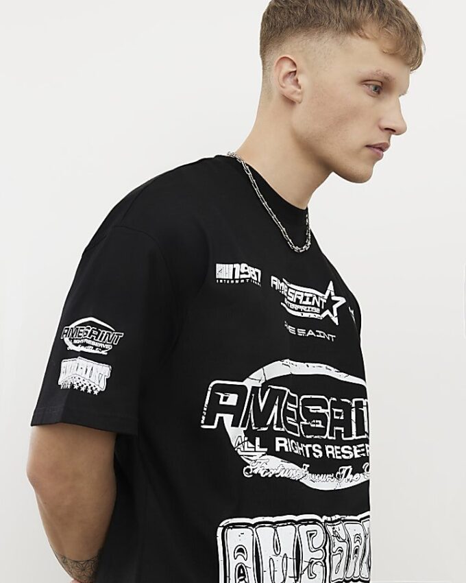 Svart oversized Ame Saint-T-shirt