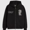 Svart oversized hoodie med japansk ormbrodyr och dragkedja