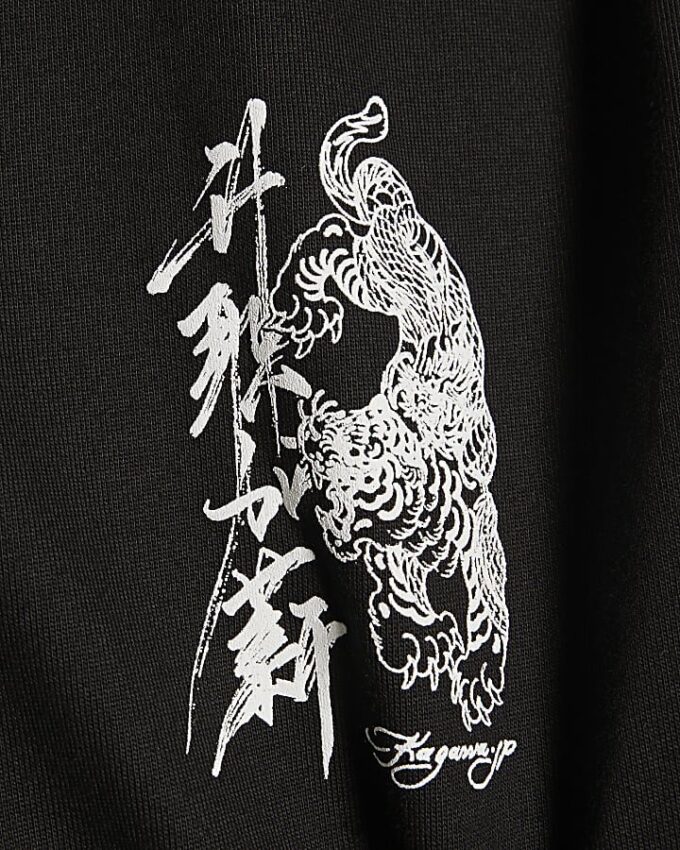 Svart oversized-passad japansk T-shirt-set
