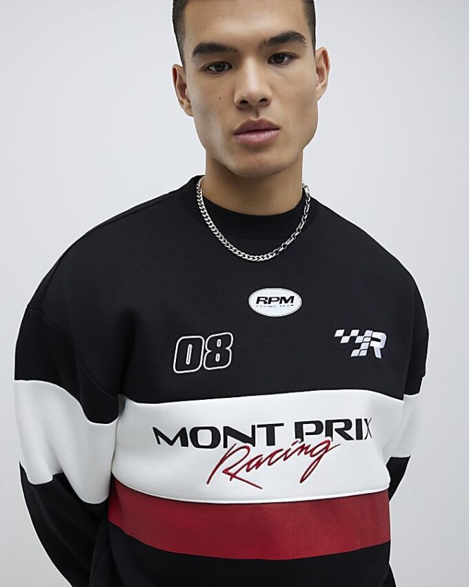 Svart oversized-passad Mont Prix-tröja