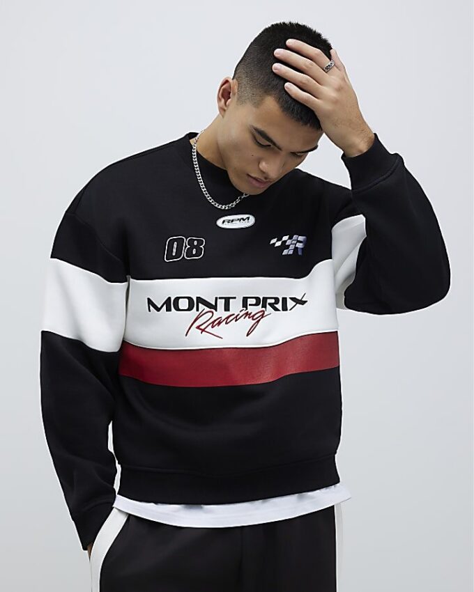 Svart oversized-passad Mont Prix-tröja