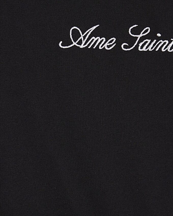 Svart oversized-passad T-shirt med lager på lager-mönster Svart oversized-passad T-shirt med lager på lager-mönster