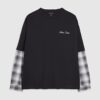 Svart oversized-passad T-shirt med lager på lager-mönster Svart oversized-passad T-shirt med lager på lager-mönster