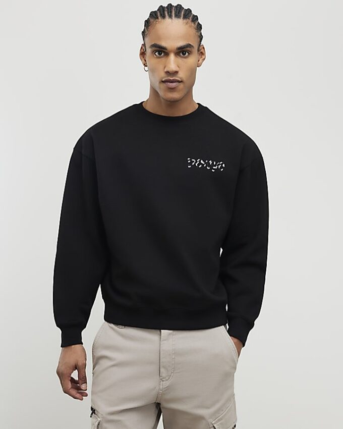 Svart oversized-passad Tokyo Dragon-tröja