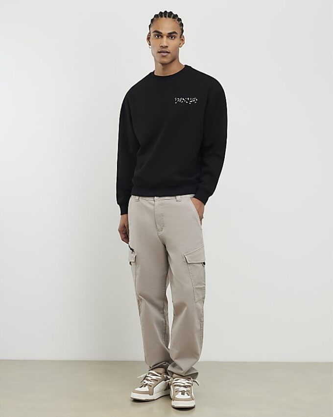Svart oversized-passad Tokyo Dragon-tröja