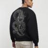 Svart oversized-passad Tokyo Dragon-tröja