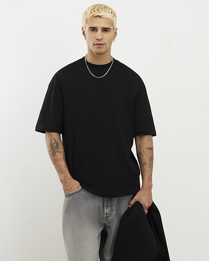 Svart oversized-passform, 2-pack T-shirt