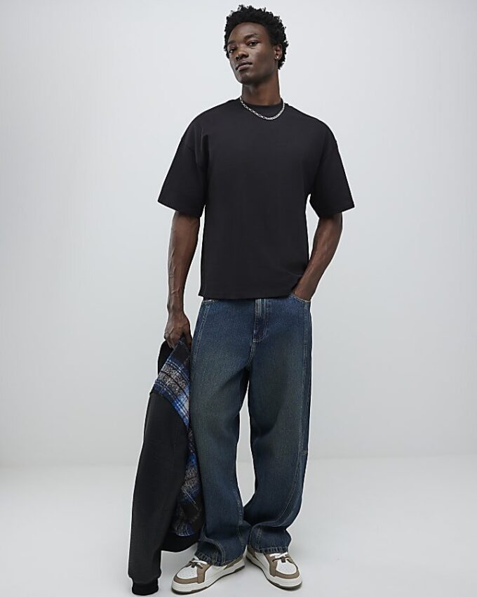 Svart oversized-passform, 3-pack T-shirts