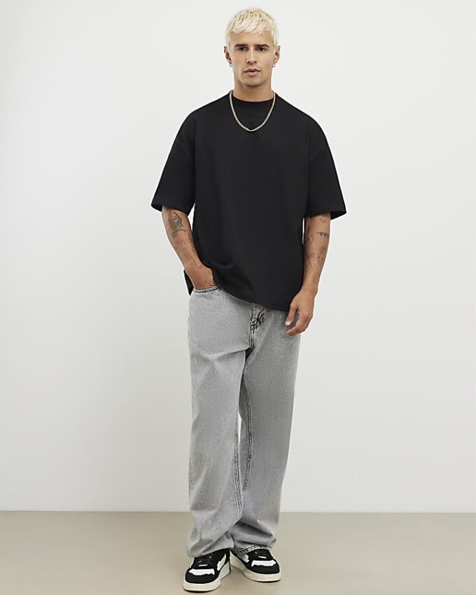 Svart oversized-passform, 3-pack T-shirts