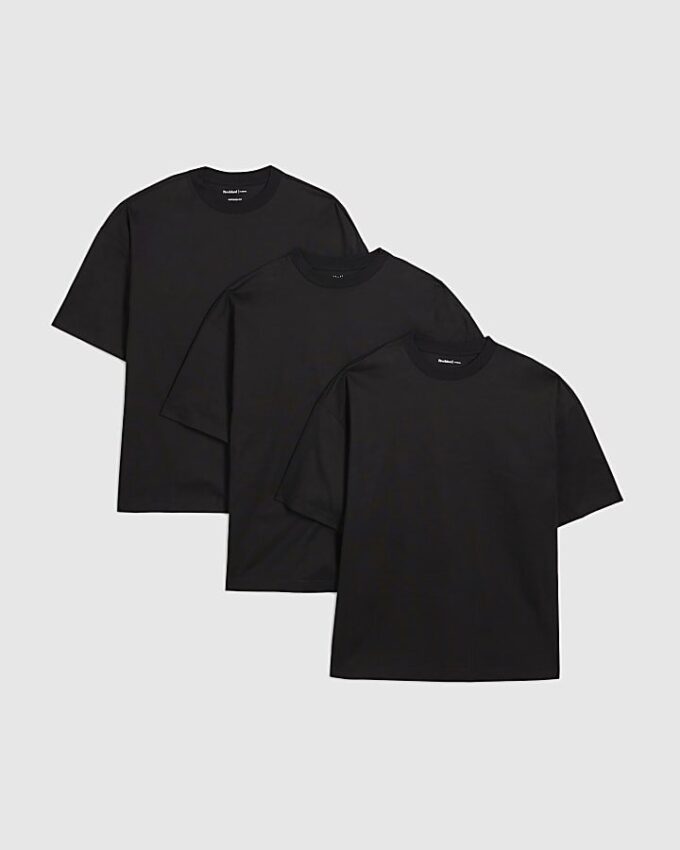 Svart oversized-passform, 3-pack T-shirts