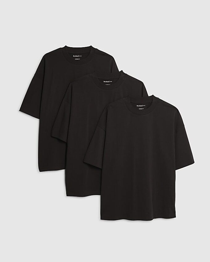 Svart oversized-passform, 3-pack T-shirts