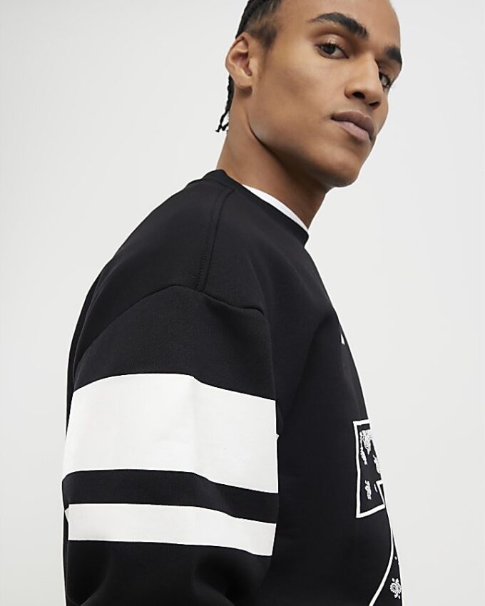 Svart oversized-passformad bandana-tröja